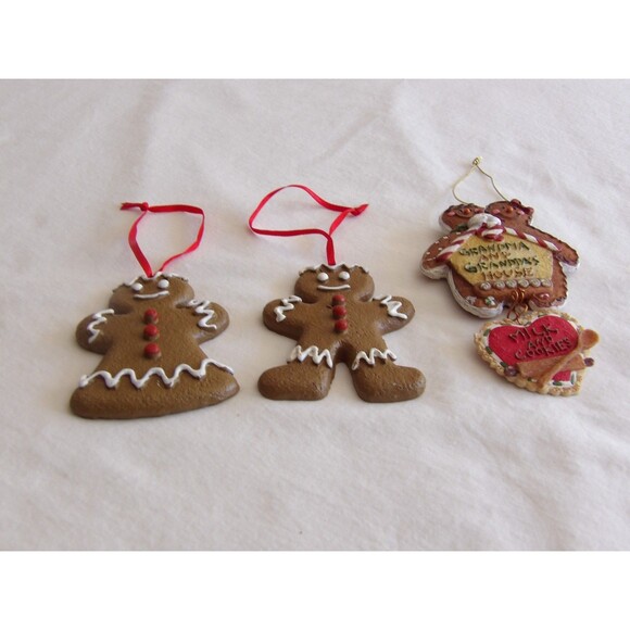 Lot 3x Christmas Gingerbread House Ornaments 6" Grandma Grandpa Man Woman - Picture 10 of 16